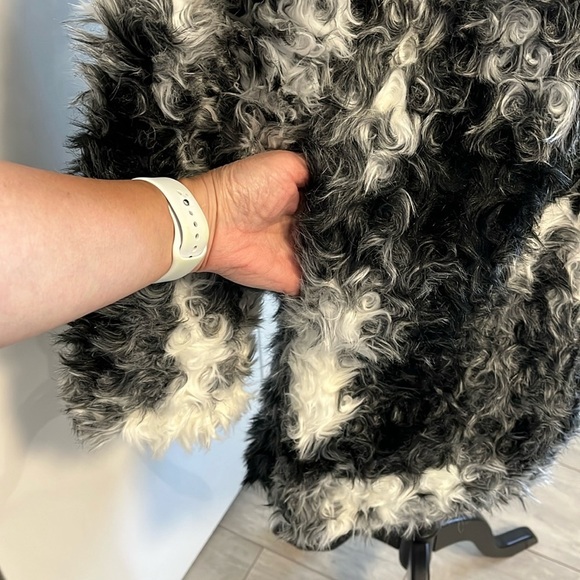 HOST PICK 🖤 ZARA Curly Lamb Faux Fur Coat Lined,  Size M - Picture 9 of 13